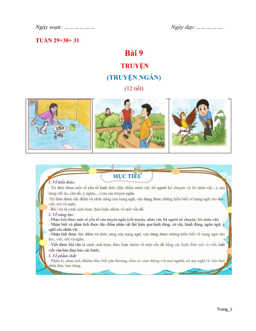 Giáo Án Môn Văn 6 Bài 9: Truyện (Truyện Ngắn) Sách