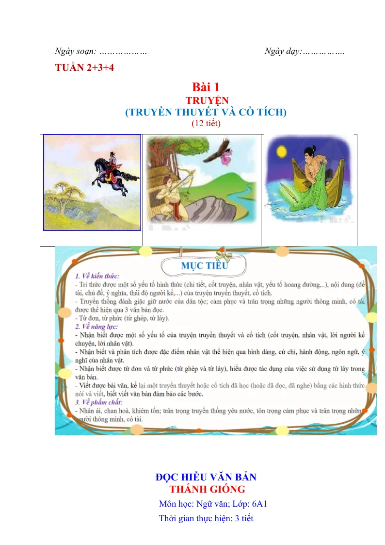 Giáo Án Môn Văn 6 Bài 1: Truyện Sách