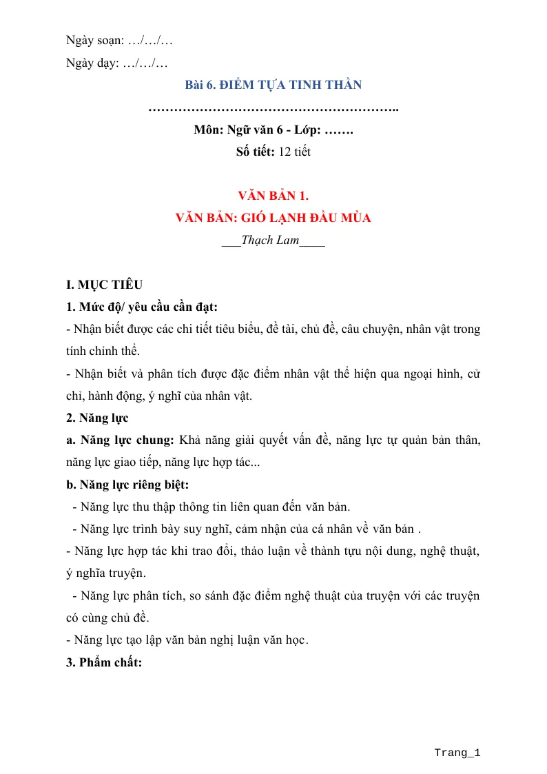 Giáo Án Môn Văn 6 Học Kỳ 2 - Bộ 2