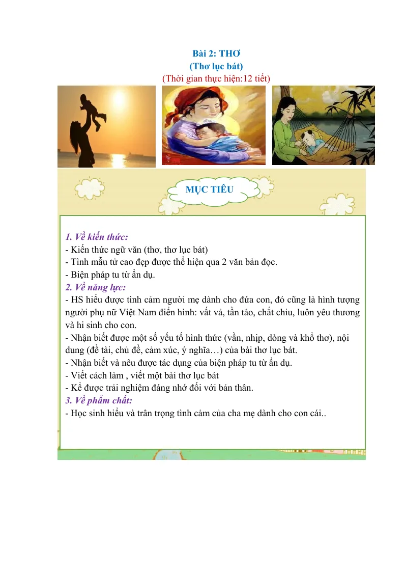 Giáo Án Môn Văn 6 Bài 2: Thơ Sách