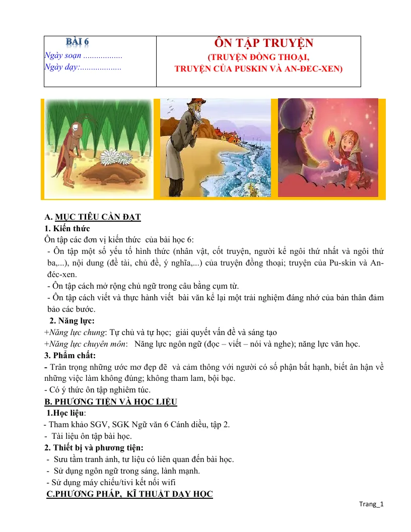 Giáo Án Dạy Thêm Ngữ Văn 6 Học Kỳ 2