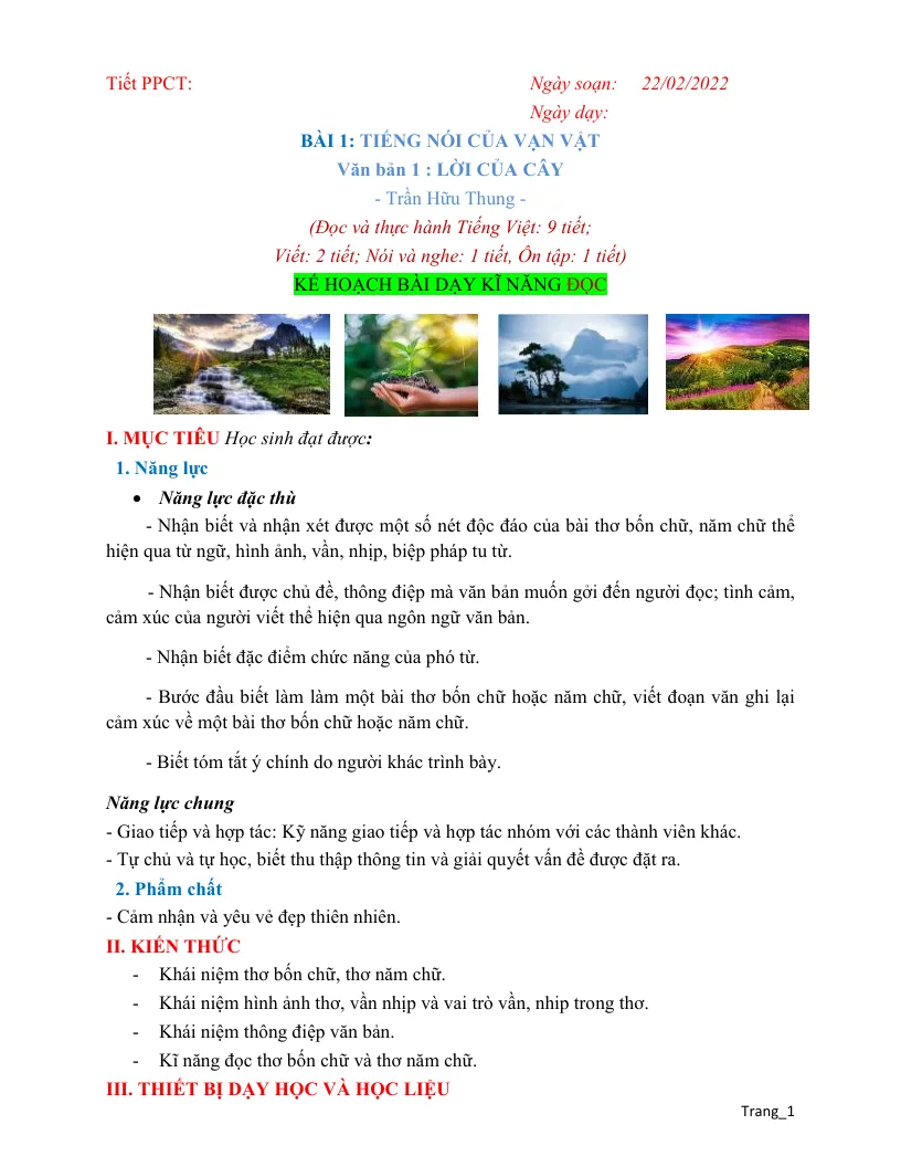 Giáo Án Môn Văn Lớp 7 Học Kỳ 1