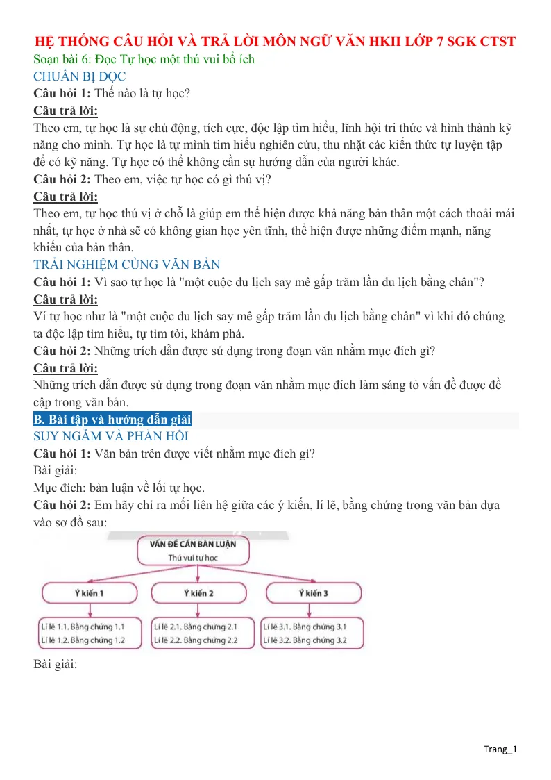 Bài Giải Văn 7 Học Kỳ 2