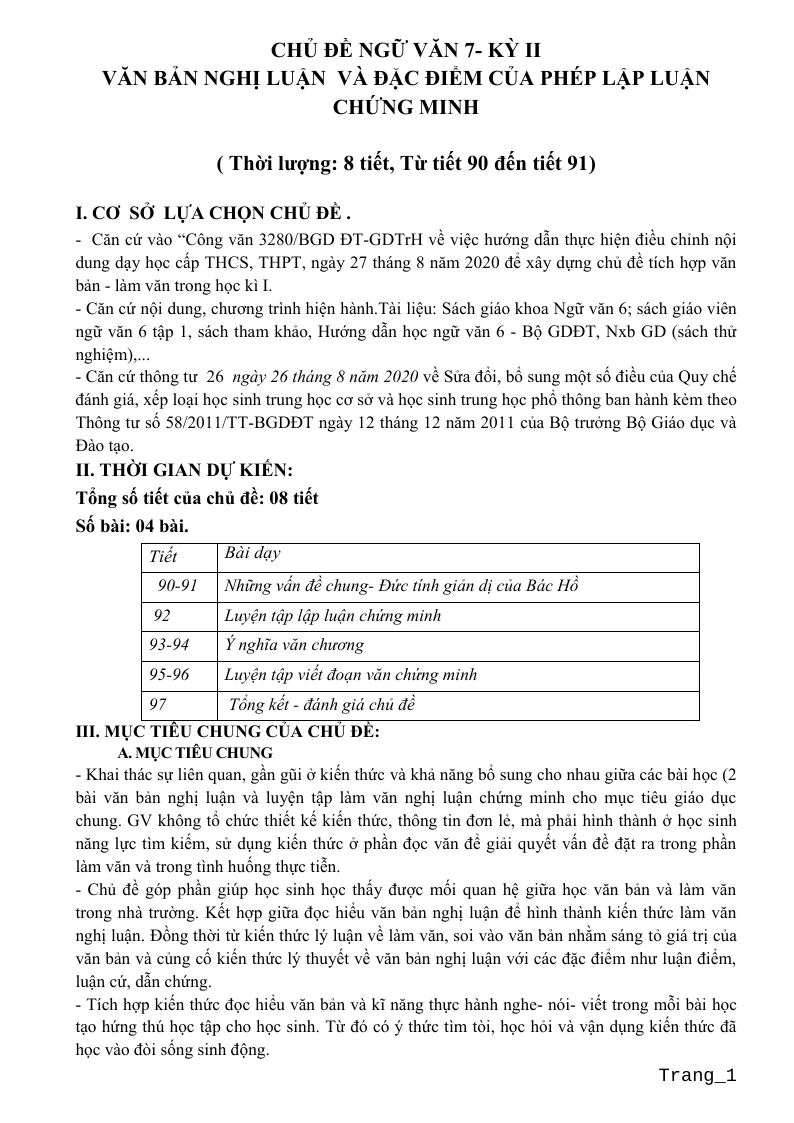 Giáo Án Ngữ Văn 7 Học Kì 2 Theo Chủ Đề