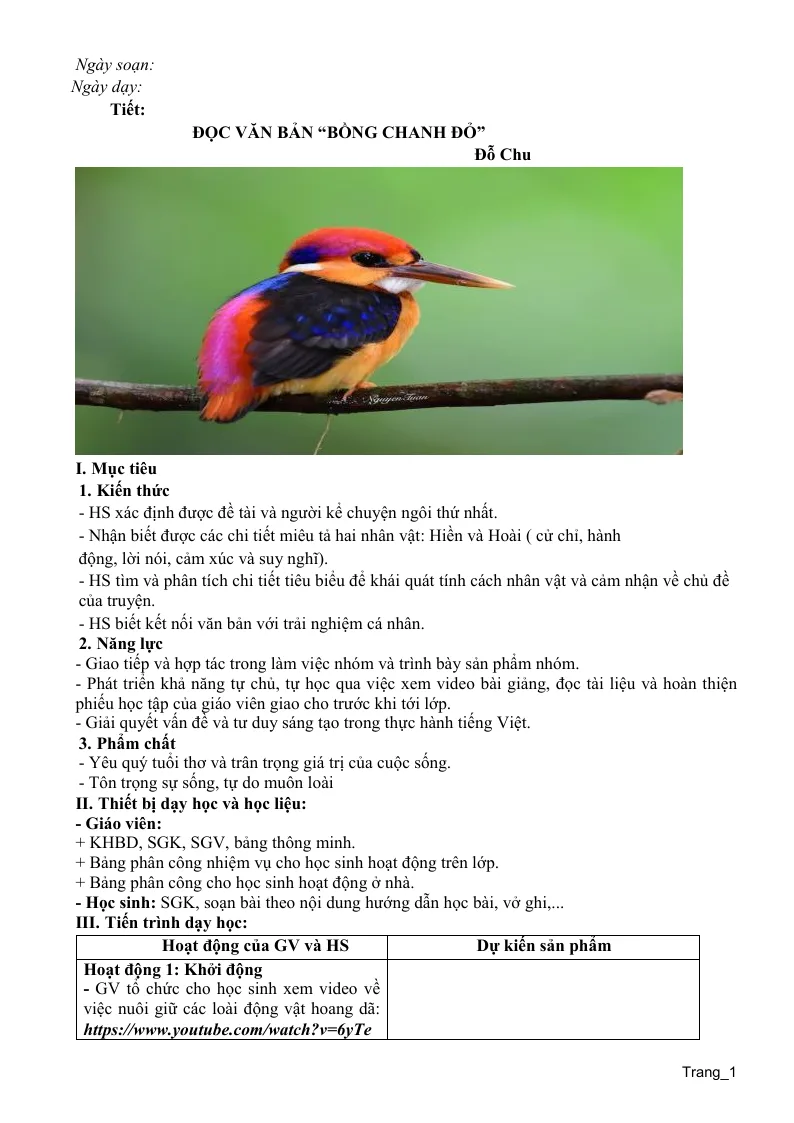 Giáo Án Ngữ Văn 8 Bài 7 Yêu Thương Và Hy Vọng