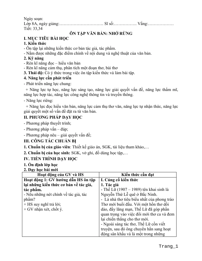 Giáo Án Buổi Chiều Ngữ Văn 8 HK2