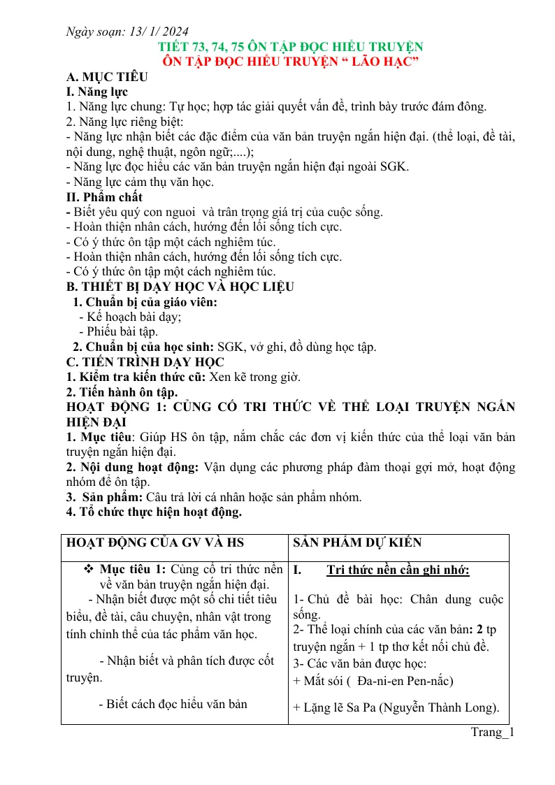 Giáo Án Dạy Thêm Ngữ Văn 8 Học Kỳ 2