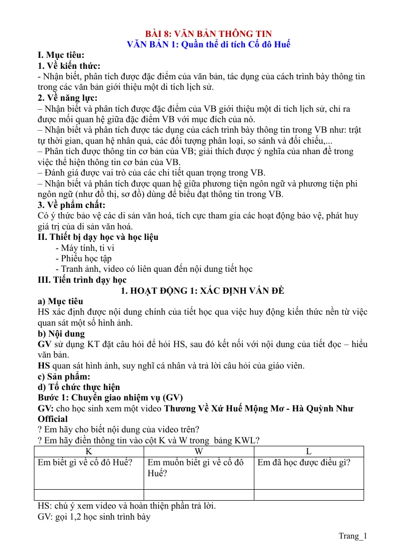 Giáo Án Ngữ Văn 9 Bài 8 Văn Bản Thông Tin
