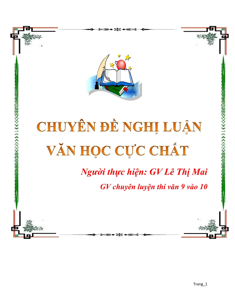 Các Chuyên Đề Nghị Luận Văn Học Lớp 9 Theo Từng Tác Phẩm