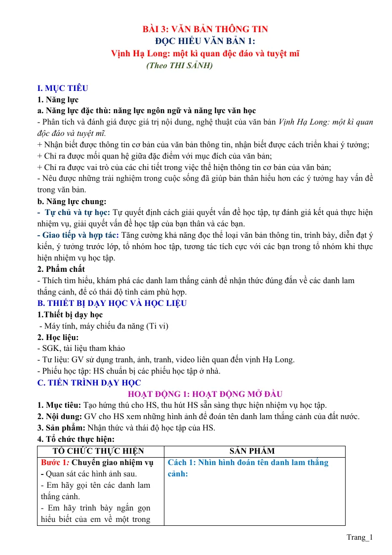 Giáo Án Ngữ Văn 9 Bài 3 Văn Bản Thông Tin