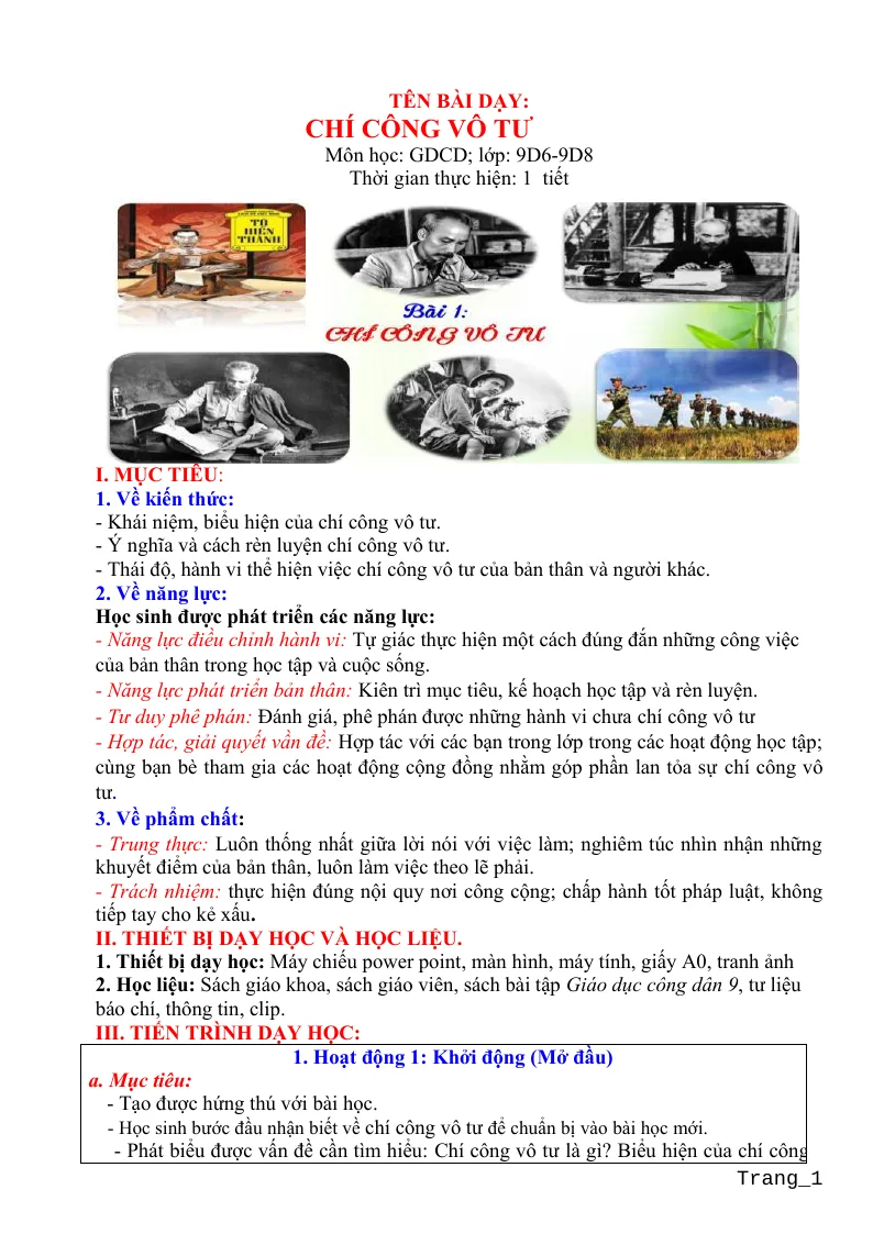 Giáo Án GDCD 9 Theo Công Văn 5512 Học Kỳ 1 Rất Hay