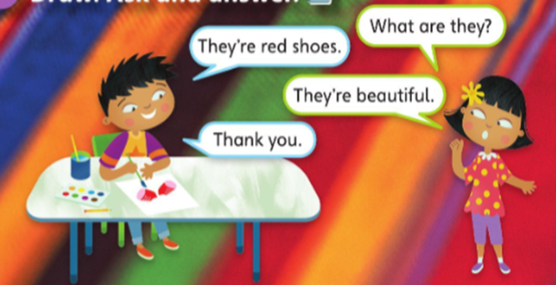 Draw. Ask and answer. (Vẽ. Hỏi và trả lời) (ảnh 1)