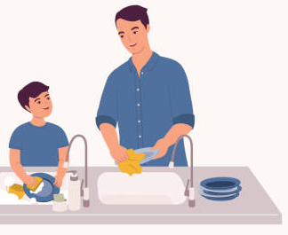  Listen and choose.(Audio name: Unit 7_)Who washes the dishes? (ảnh 3)