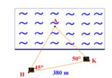 Khoảng cách KA từ người đó đến con thuyền bằng  (ảnh 1)