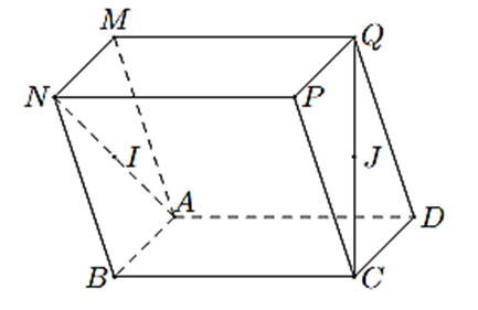 Cho hình hộp ABCD.MNPQ. Gọi I, J lần lượt là trung điểm của AN và CQ. Khẳng định nào dưới đây đúng?
 (ảnh 1)