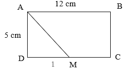 Cho hình chữ nhật ABCD. M là trung điểm của cạnh CD và có kích thước như hình vẽ:     (ảnh 1)
