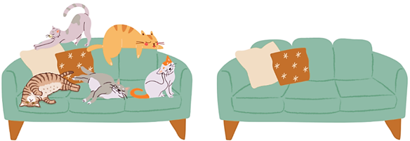 Phép tính biểu diễn số con mèo trên ghế là:  (ảnh 1)