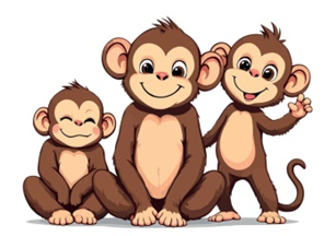 Look and choose: FOUR MONKEYS. (ảnh 4)