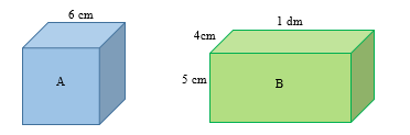 Diện tích xung quanh của khối gỗ A là ............... cm^2. (ảnh 1)
