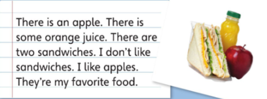 Listen and read. (Nghe và đọc) There is an apple. There is some orange juice. (ảnh 1)