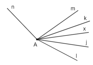 Các tia có trong hình vẽ là   A. An; B. Am, Ak, Ax, Aj, Al; C. nA, Am, Ak, Ax, Aj, Al; D. An, Am, Ak, Ax, Aj, Al. (ảnh 1)