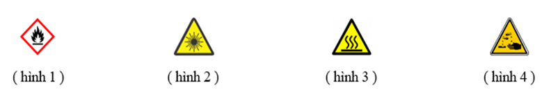 Biển báo nào dưới đây được sử dụng để cảnh báo khu vực có chất ăn mòn trong phòng thí nghiệm? (ảnh 1)