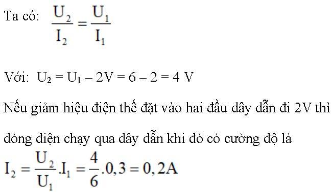 Trắc nghiệm Sự phụ thuộc của cường độ dòng điện vào hiệu điện thế giữa hai đầu dây dẫn (Thông hiểu)