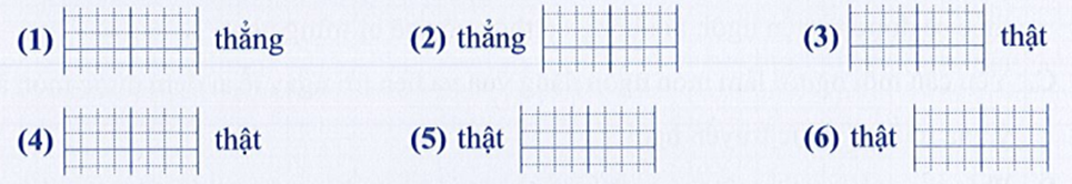 “Trung thực” nghĩa là “thẳng thắn, thành thực thành thật”. Hãy tìm tiếng thích hợp ghép với tiếng “thẳng”, tiếng “thật” và ghi vào chỗ trống để có được các từ ghép cùng nghĩa với “trung thực