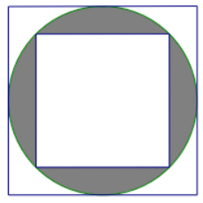 Cho hình sau. Biết hình vuông to có độ dài cạnh là 10 cm, diện tích phần tô đậm bằng (ảnh 1)