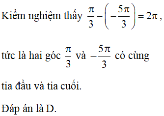 Trắc nghiệm Góc và cung lượng giác có đáp án