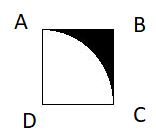 Hình vuông ABCD có cạnh bằng 4 cm. Diện tích phần tô màu ở hình bên là:   A. 12,44 cm2	B. 4,44 cm2		C. 5,44 cm2		D. 3,44 cm2 (ảnh 1)