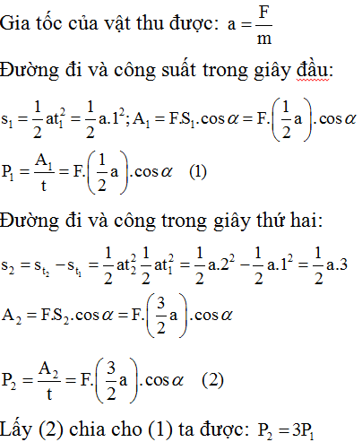 Bài tập về Công, Công suất lớp 10 cơ bản, nâng cao có lời giải