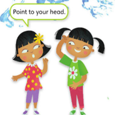 Say and do. ( Đọc và nói) Point to your head. (ảnh 1)