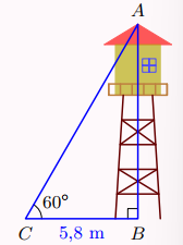 Tính chiều cao của tháp canh trong hình bên (kết quả làm tròn đến hàng phần trăm). (ảnh 1)