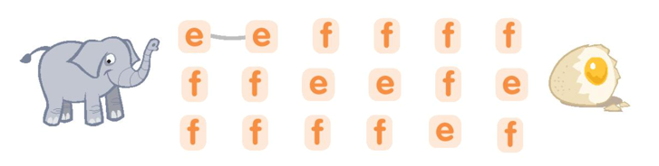 Help the elephant find the egg. Connect the correct letters (Giúp con voi tìm thấy quả trứng. (ảnh 1)