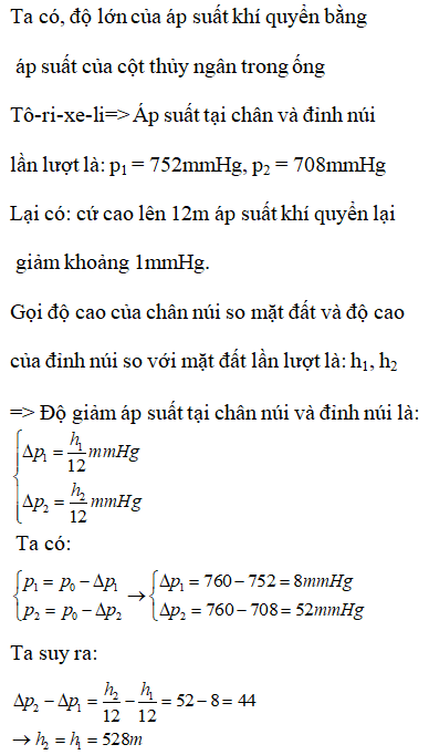 Trắc nghiệm Vật lí Bài 9 (có đáp án): Áp suất khí quyển