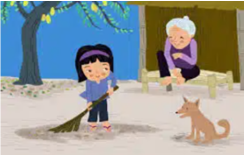 Bạn nhỏ trong tranh đang làm gì? (ảnh 1)