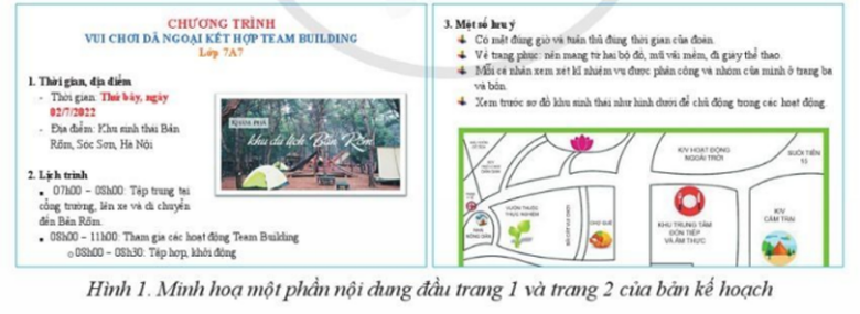 Trong bài thực hành, kế hoạch dã ngoại cần có bao nhiêu mục chính? (ảnh 1)