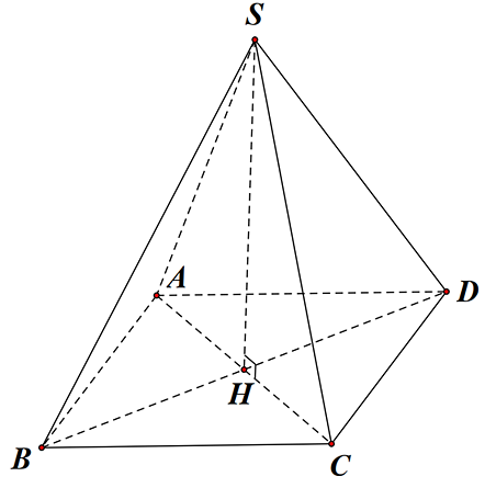 Cho hình chóp tứ giác đều \[S.ABCD\] (hình bên), \[SH\] được gọi là (ảnh 1)
