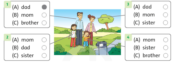 Look at the picture. Fill in the correct circle (Nhìn vào bức tranh. Điền vào hình tròn đúng) (ảnh 1)