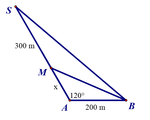 Khoảng cách từ nhà An ở vị trí A đến nhà Bình là 200 m. Từ nhà, nếu An đi x mét (ảnh 1)