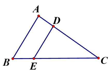 Cho hình vẽ sau. Biết DE// AB có: (ảnh 1)