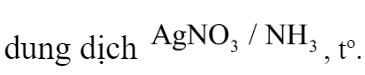 Fructozơ không phản ứng được với chất nào sau đây? 	A.  ở nhiệt độ thường.	B.  (xúc tác ). 	C. nước 		D. dung dịch , to. Đáp án: C Fructozo không phản ứng được với nước Brom. Chú ý: Fructozơ có tính chất của 1 ancol đa chức nên nó tác dụng được với dung dịch  có tính chất của xeton nên tác dụng với  tạo thành Sobitol. Mặc dù nó không có nhóm  nhưng vẫn có phản ứng tráng gương và tác dụng với  vì trong môi trường bazơ tồn tại cân bằng: Fructozo  Glucozo (ảnh 5)