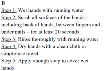 Look at four step-by-step processes for effective hand washing. Circle the letter A, B, C or D to indicate the correct one. (ảnh 2)