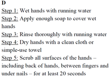 Look at four step-by-step processes for effective hand washing. Circle the letter A, B, C or D to indicate the correct one. (ảnh 4)