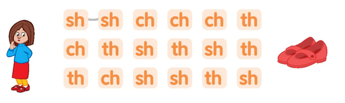 Help Shirley find her shoes. Connect the correct letters (Giúp Shirley tìm đôi giày (ảnh 1)