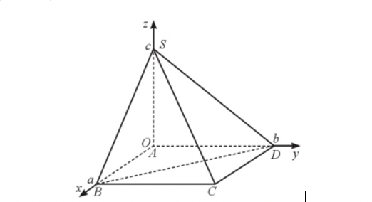 Trong không gian với hệ toạ độ Oxyz, cho hình chóp S.ABCD có đáy là hình chữ nhật và các điểm  (ảnh 1)