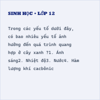 Đề kiểm tra Sinh 6 Chương 4 (có đáp án - Đề số 2)