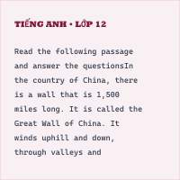Đề thi Tiếng Anh 8 Học kì 2 có đáp án (Đề 1)