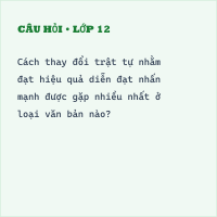 Trắc nghiệm: Thực hành về lựa chọn trật tự các bộ phận trong câu có đáp án